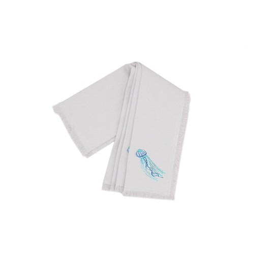 Coastal Jellyfish Embroidered Napkin Set 4