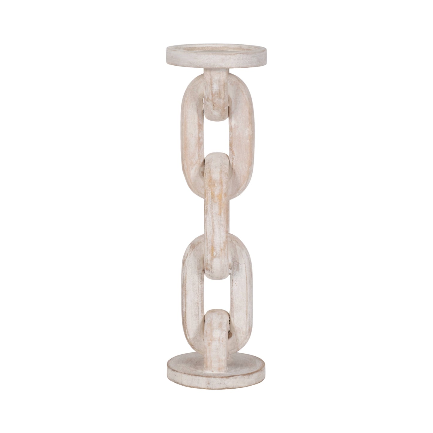White Wood Chain Candle Holder