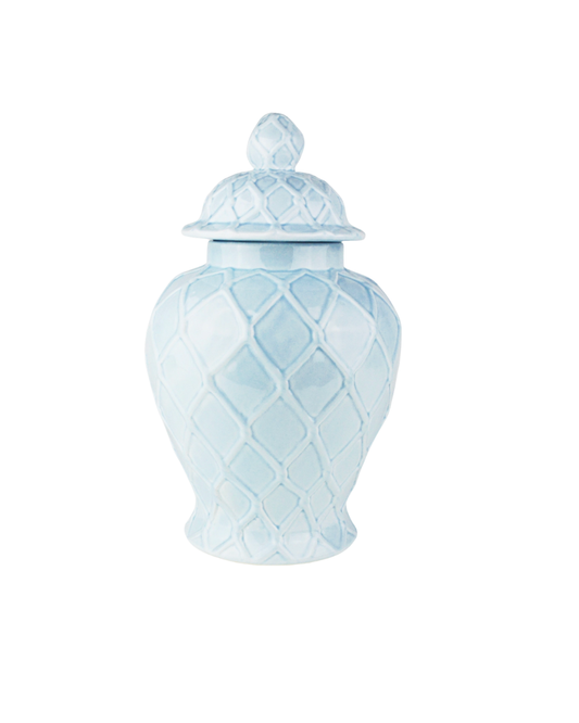 Blue Textured Ginger Jar- Large