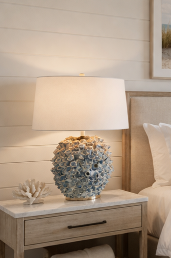El Coral Blue Handmade Thai Ceramic Accent/Desk Lamp
