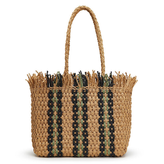 Hand Woven Paper Straw Tote Bag