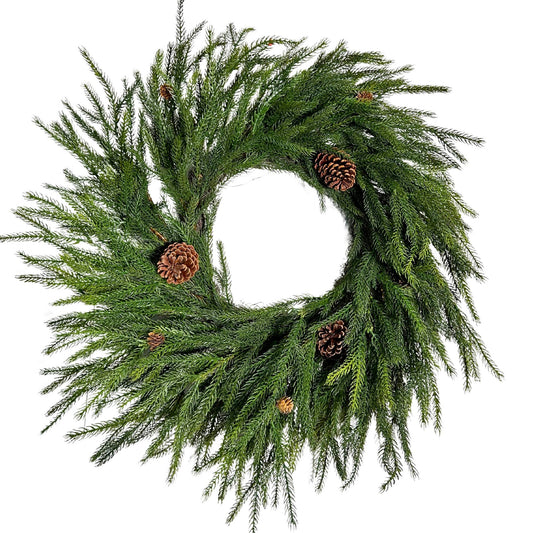 Pacific Norfolk Pine/Cone Christmas Wreath 28''