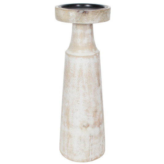White Wash Candle Holder