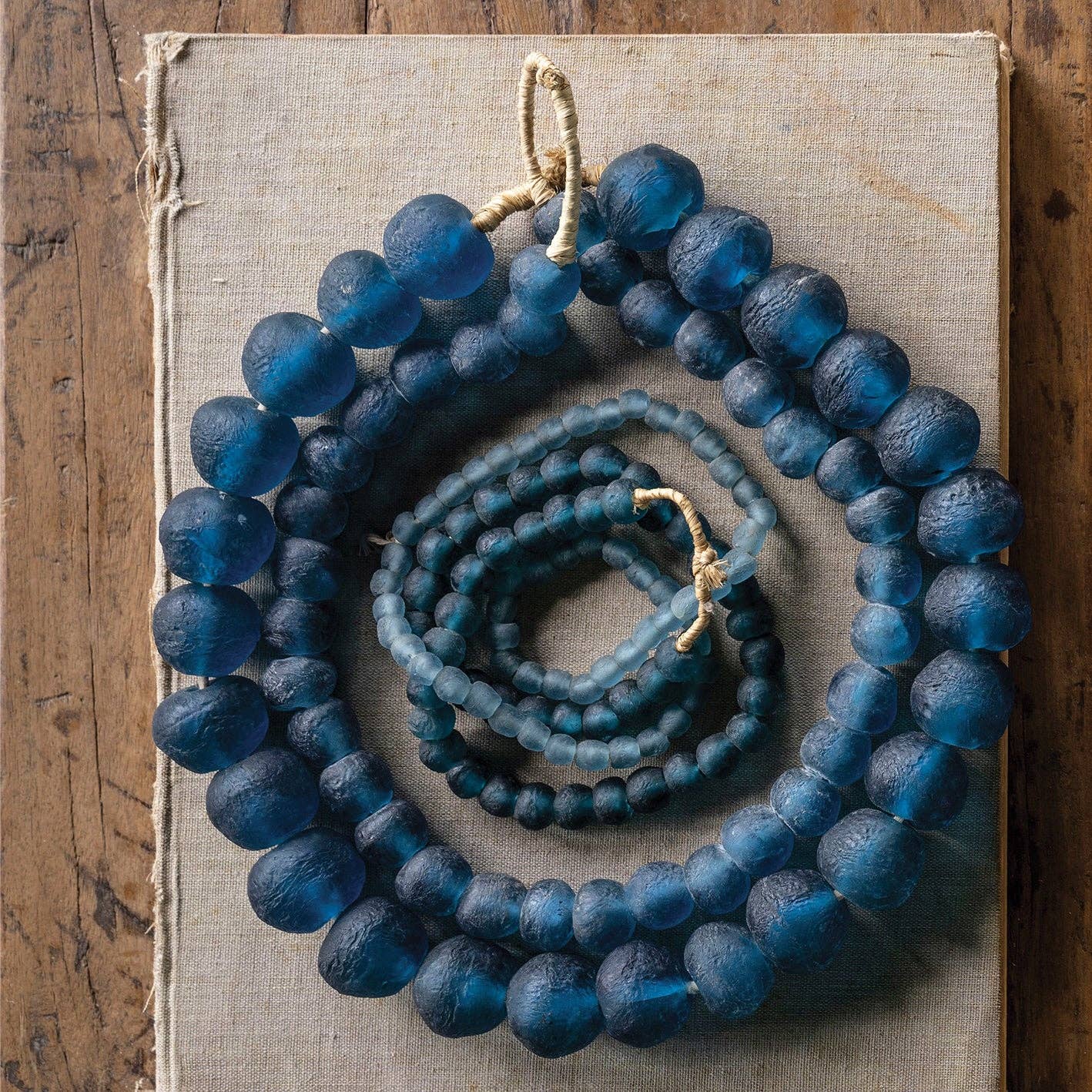 Extra Small Recycled Glass Beads: Blue