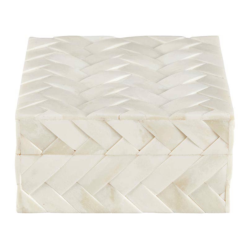 Cream Textured Bone Keepsake Box - Medium