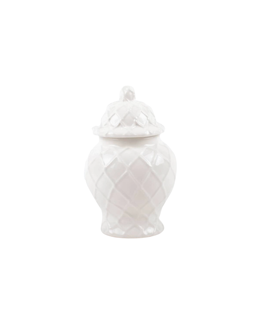 White Textured Ginger Jar- Small