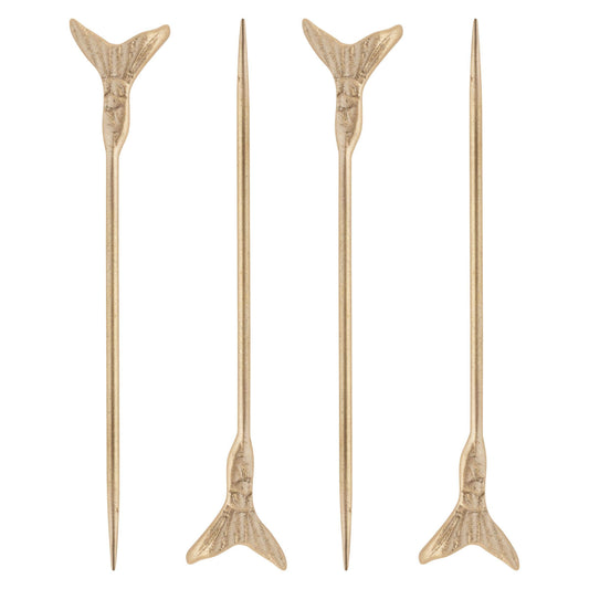 Mermaid Tail Cocktail Picks S/4 Gold