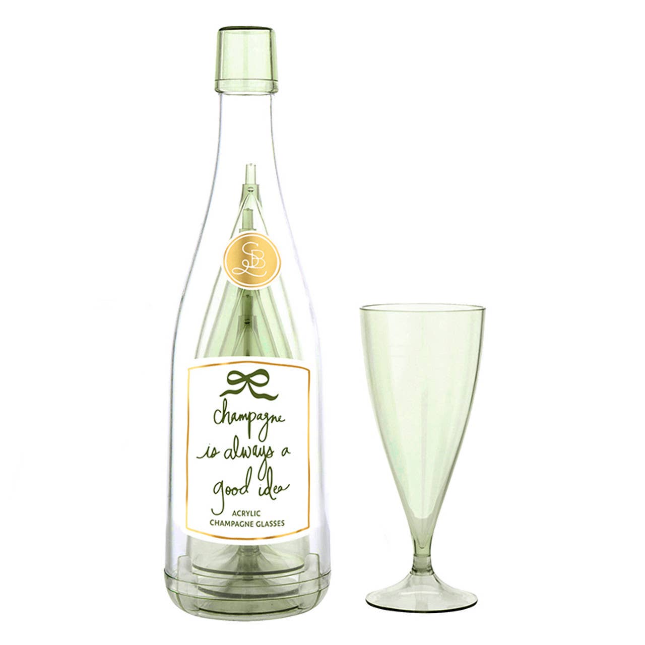 Acrylic Champagne Bottle + Glasses