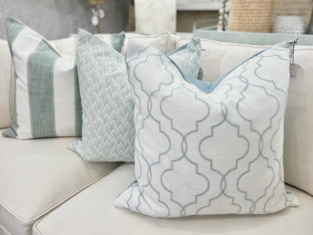 Chambray & White Trellis Pillow