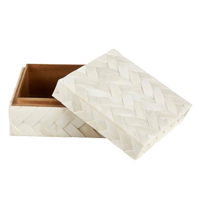 Cream Textured Bone Keepsake Box - Medium