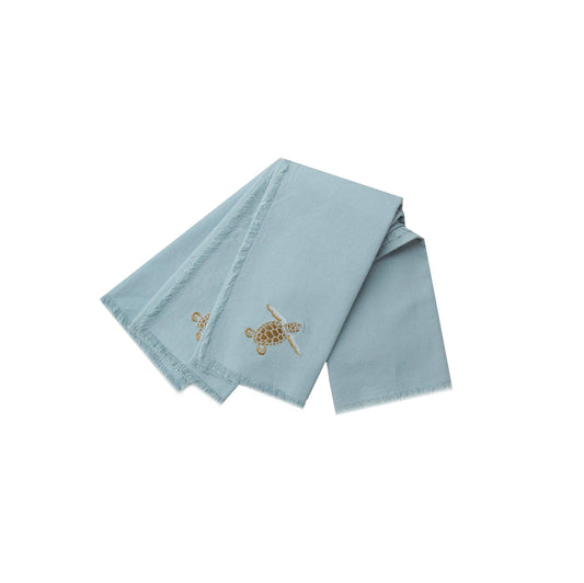 Coastal Baby Sea Turtle Embroidered Napkin Set 4