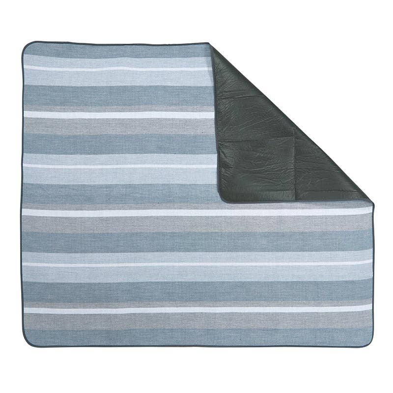 Picnic Blanket - Grey + White + Blue