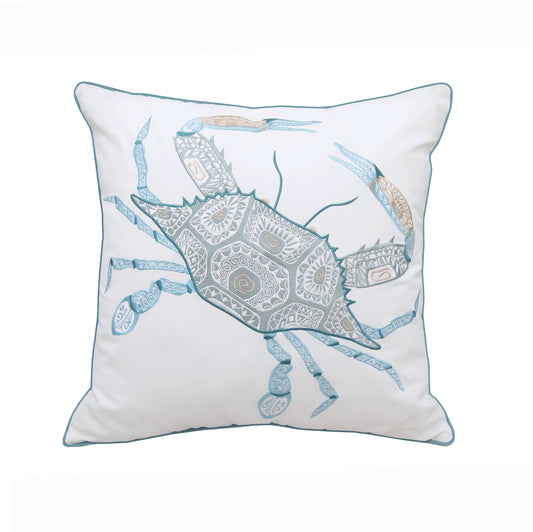 Sea Glass Tribal Crab Indoor/Outdoor Throw Pillow