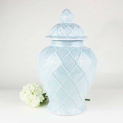 Light Blue Textured Ginger Jar - Extra Large