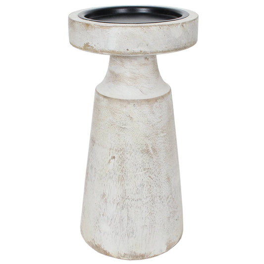 White Wash Candle Holder