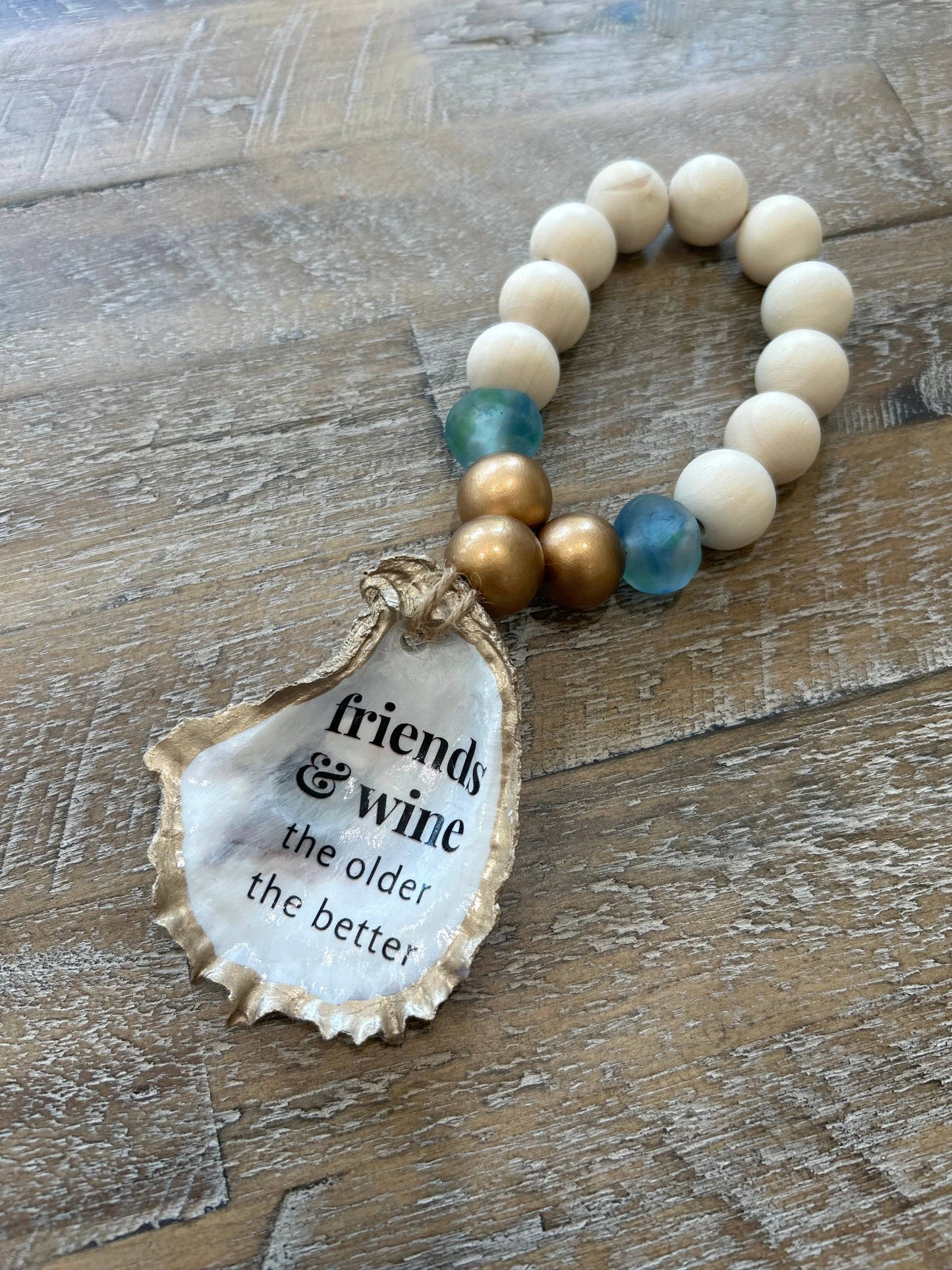 Friends and Wine, the Older the Better - Beaded Bottle Charm