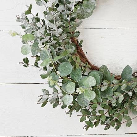 Wreath-Snowy Flocked Mixed Eucalyptus Leaves