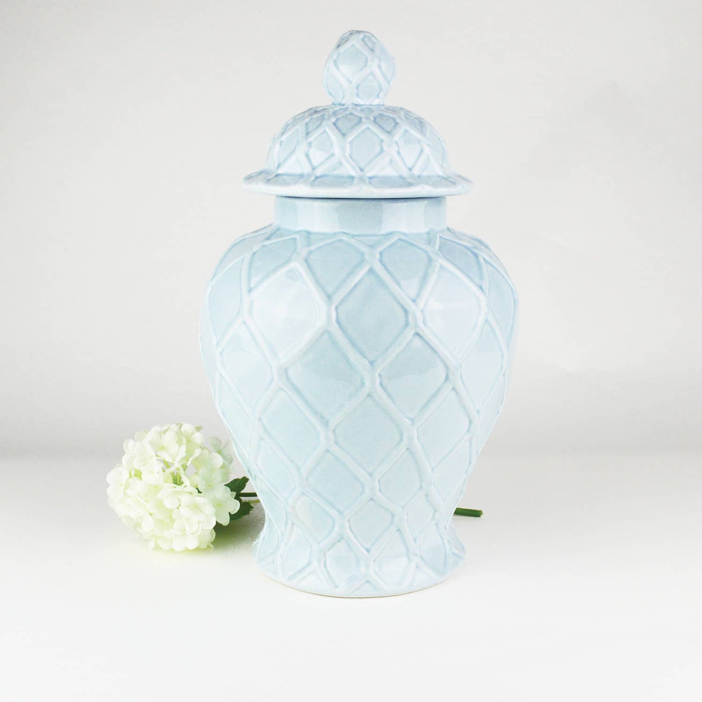 Light Blue Textured Ginger Jar - Extra Large