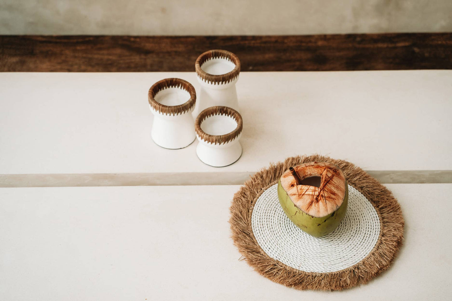 The Seagrass Raffia Placemat - White Natural