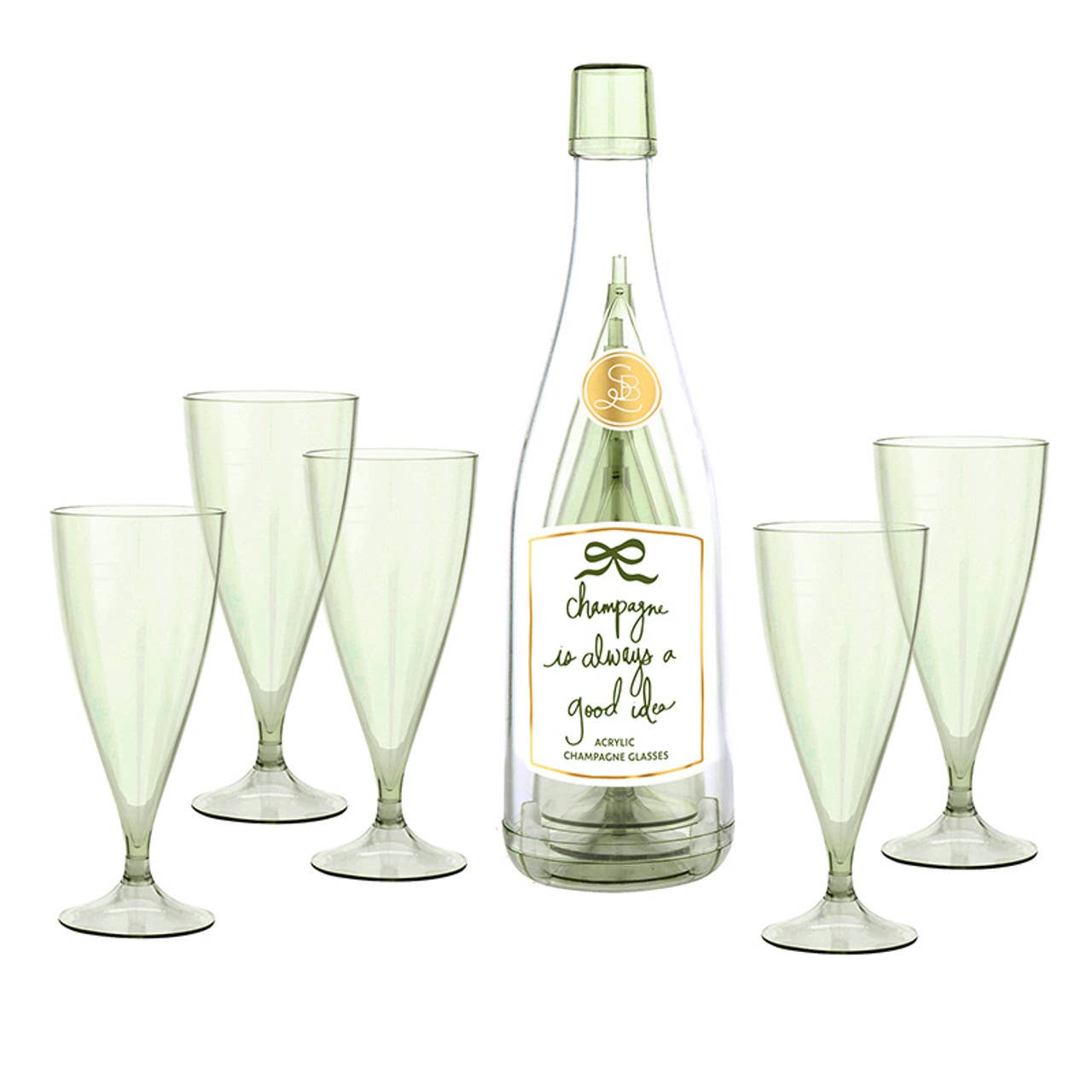 Acrylic Champagne Bottle + Glasses