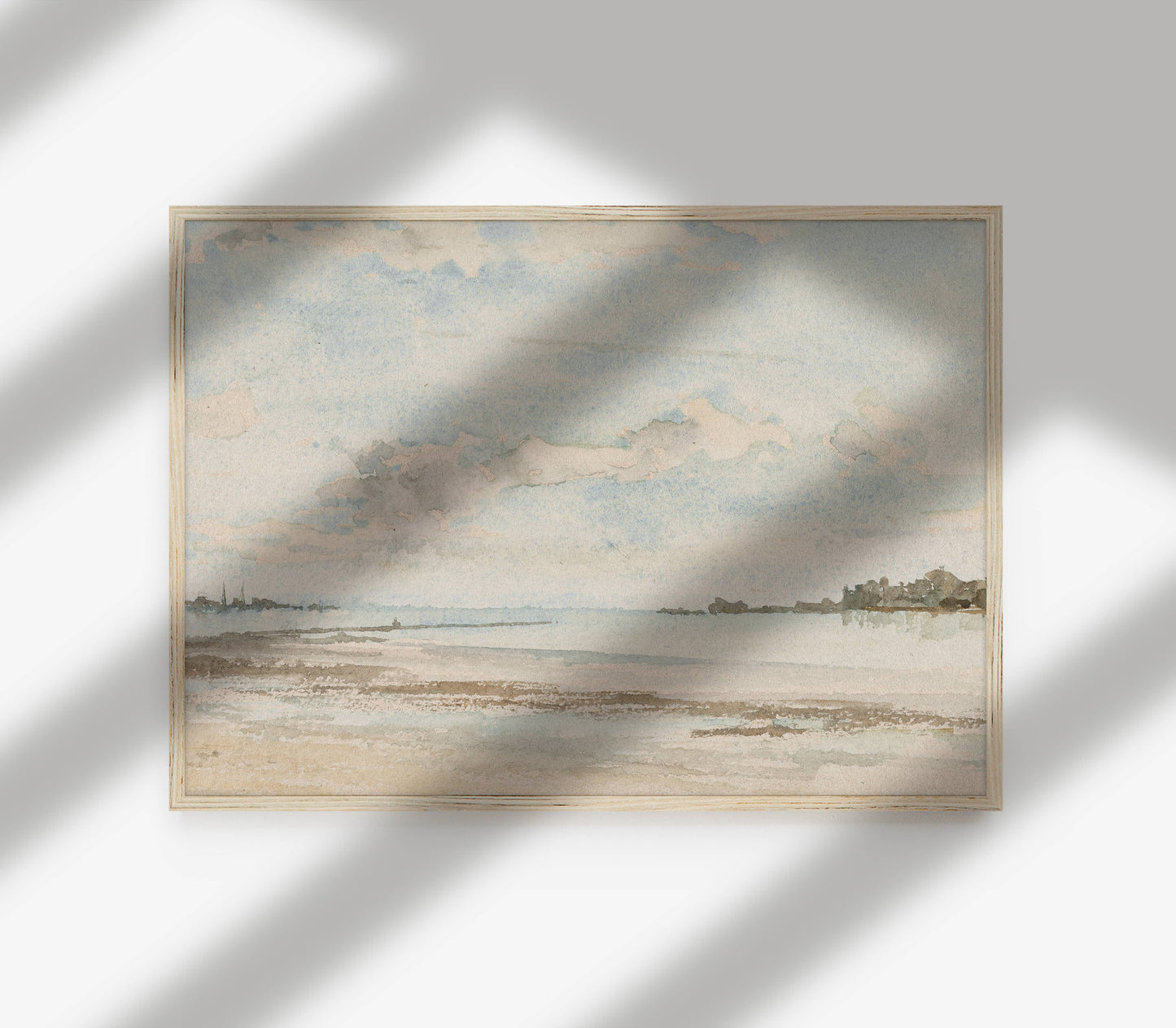 Vintage Coast Landscape View | Muted Blue Art Print L109: 11"x14"