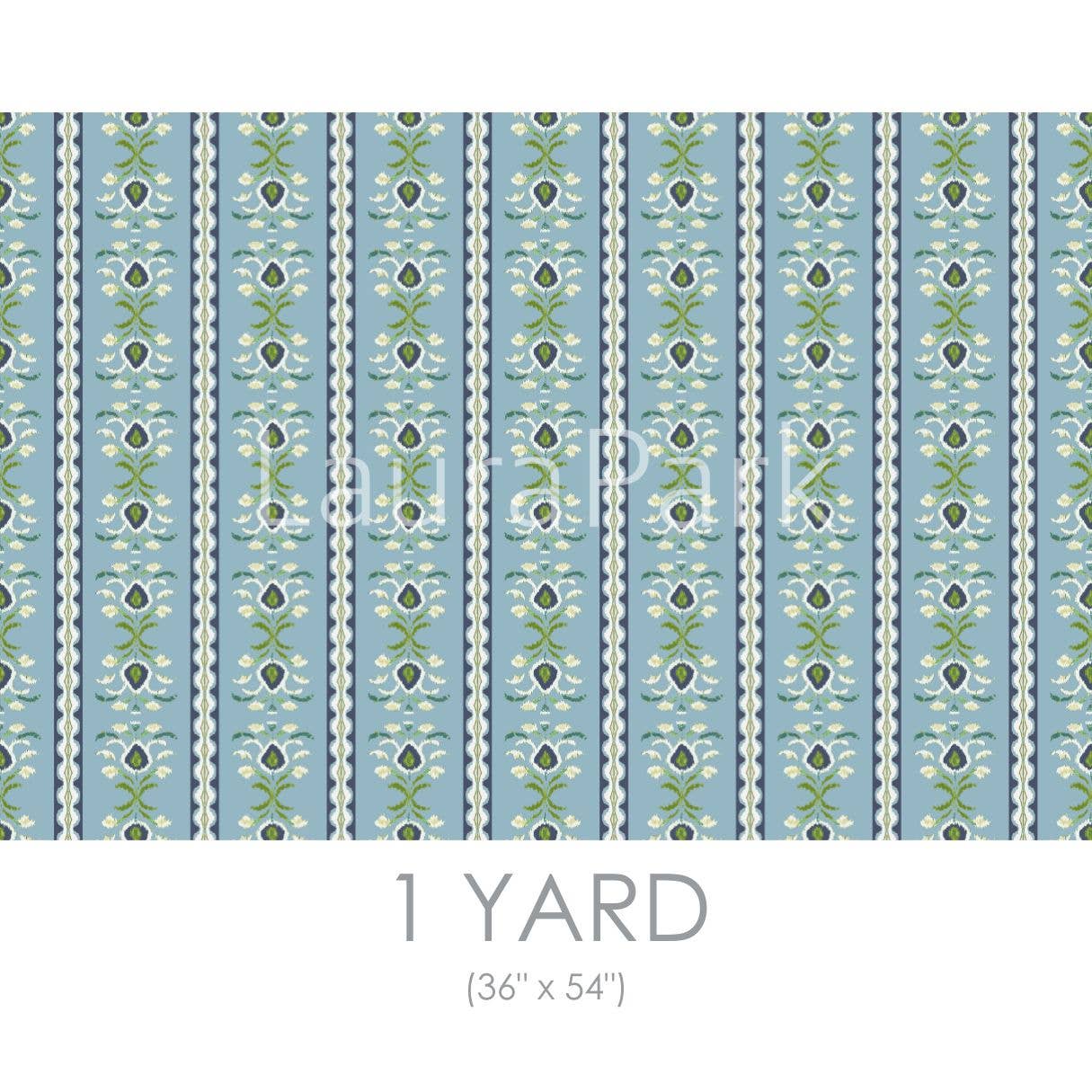 Rosemary Stripe French Blue Sample Swatch: 9" x 9" Sample Swatch