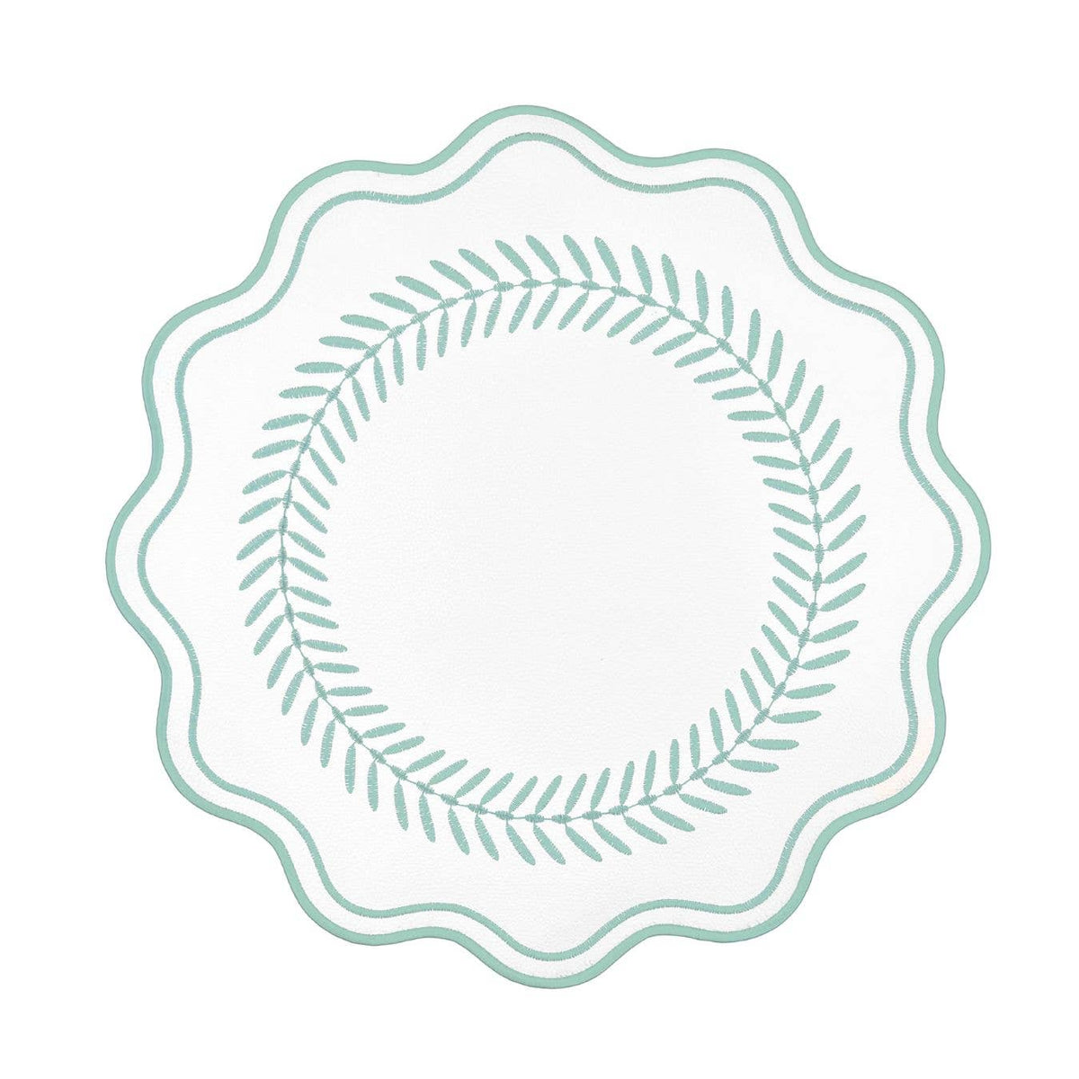 Scalloped Embroidered Feather Placemats - Sea Glass, SumnerEdit (Set of 4): One Size