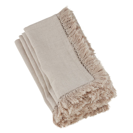 Stonewashed Fringe Napkin -Sold per 4pcs, Priced per Piece: Natural / 20"