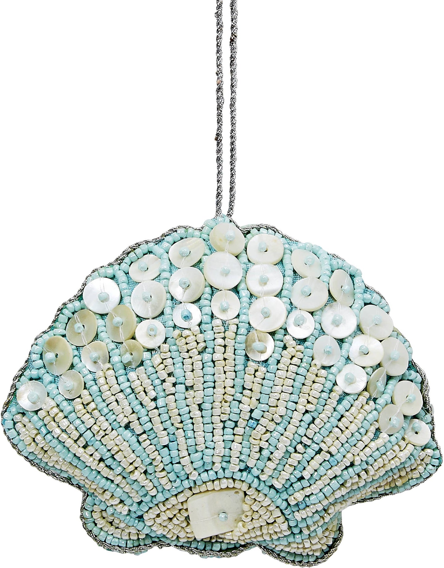 Scallop Blue & Beaded Ornament