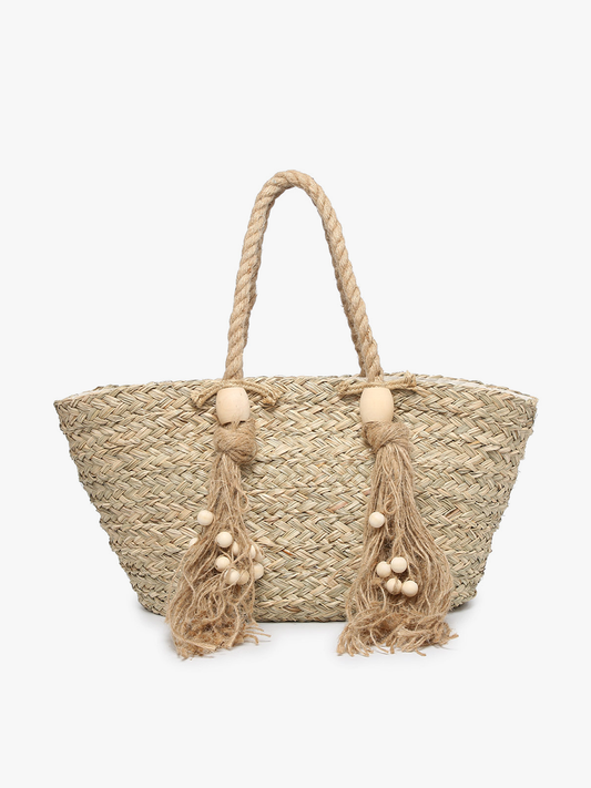 Alden Seagrass Tote w/ Knotted Rope Handles: Natural
