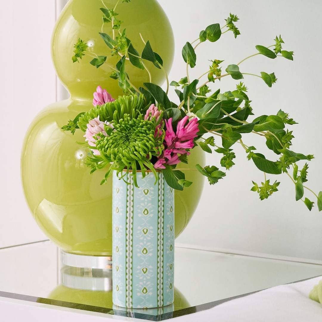 Rosemary Stripe Blue Vase: One Size