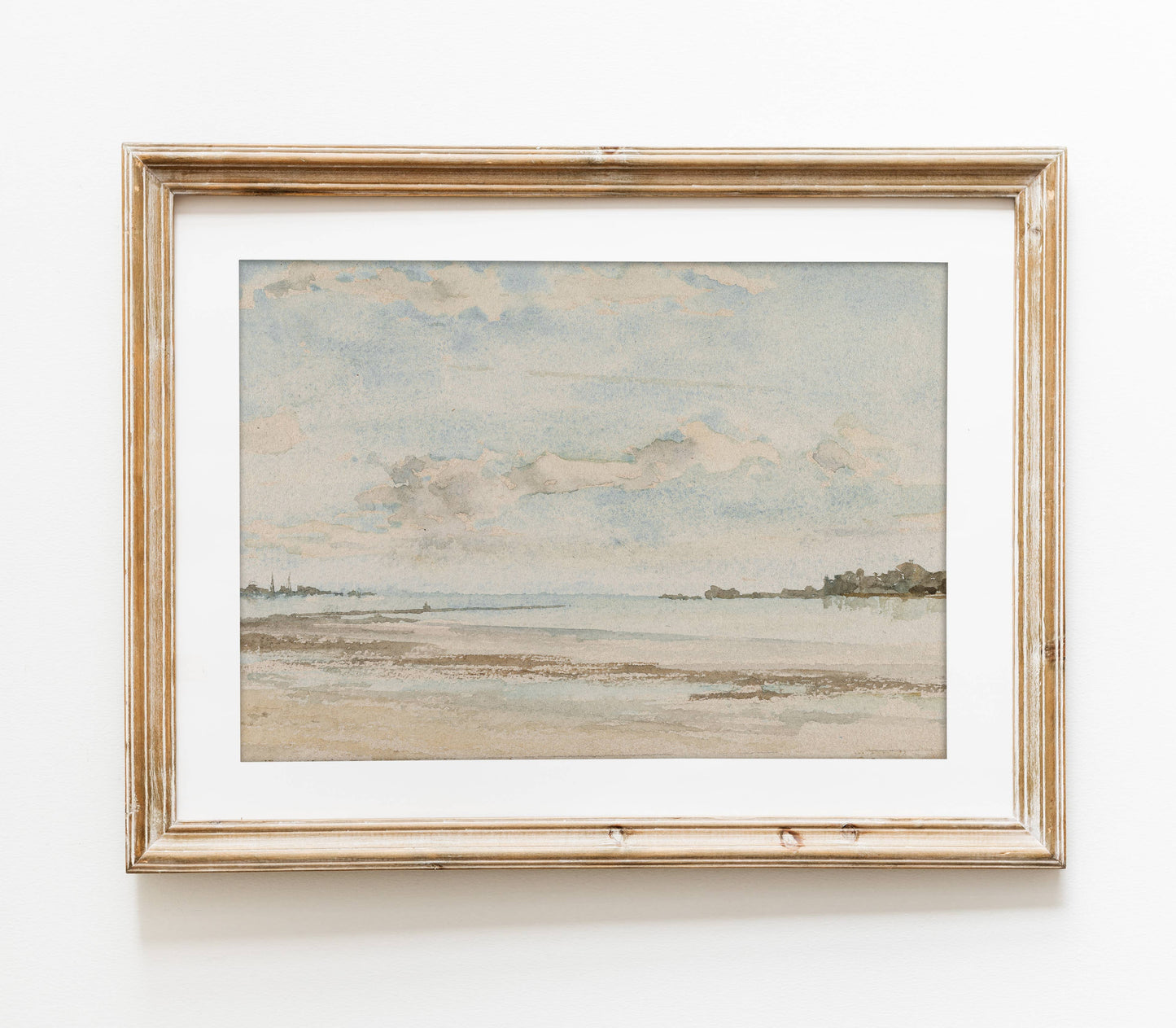 Vintage Coast Landscape View | Muted Blue Art Print L109: 11"x14"