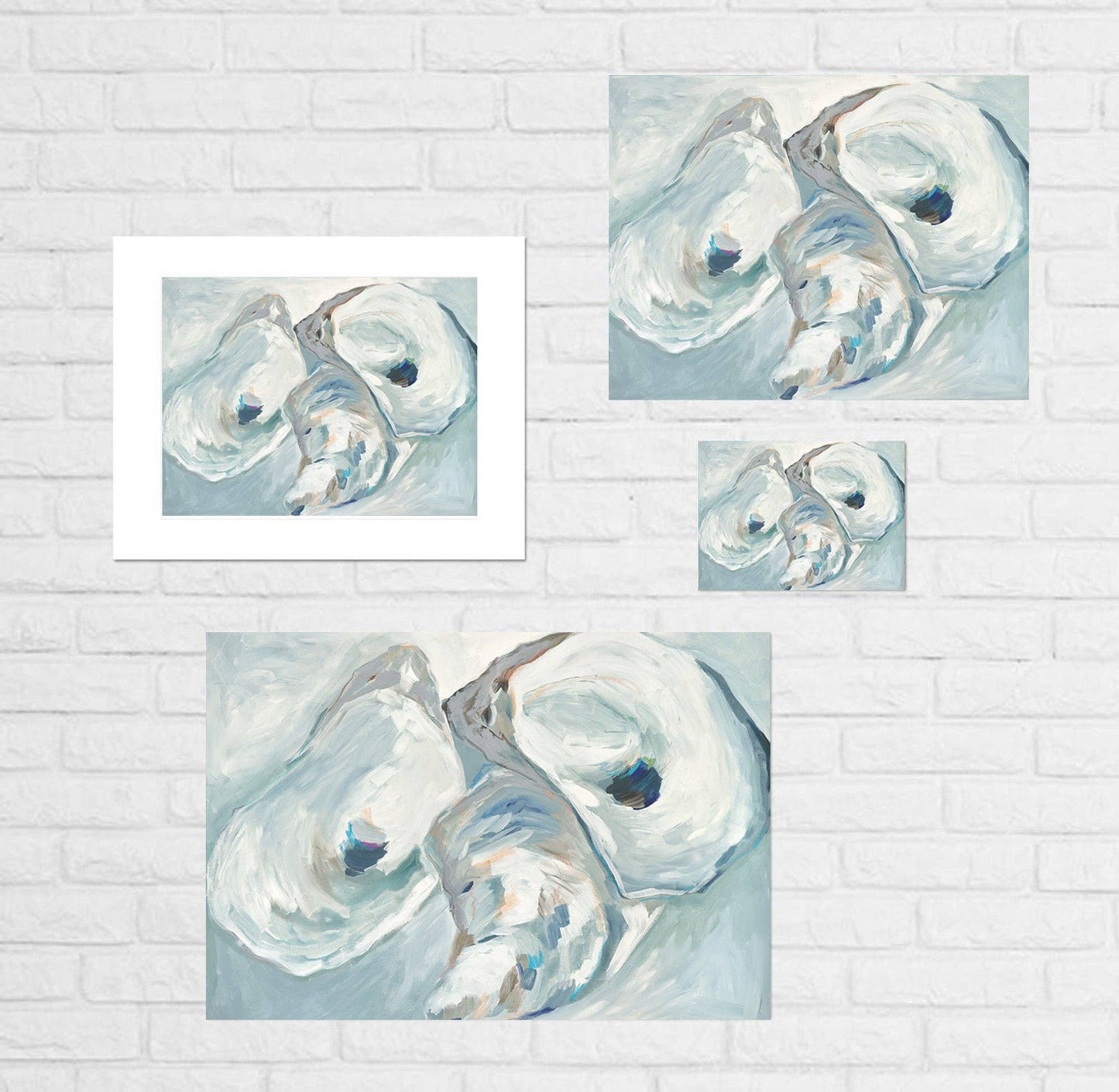 Oyster Trifecta Print: Paper / 11 x 14" Matted to 16 x 20 Frame