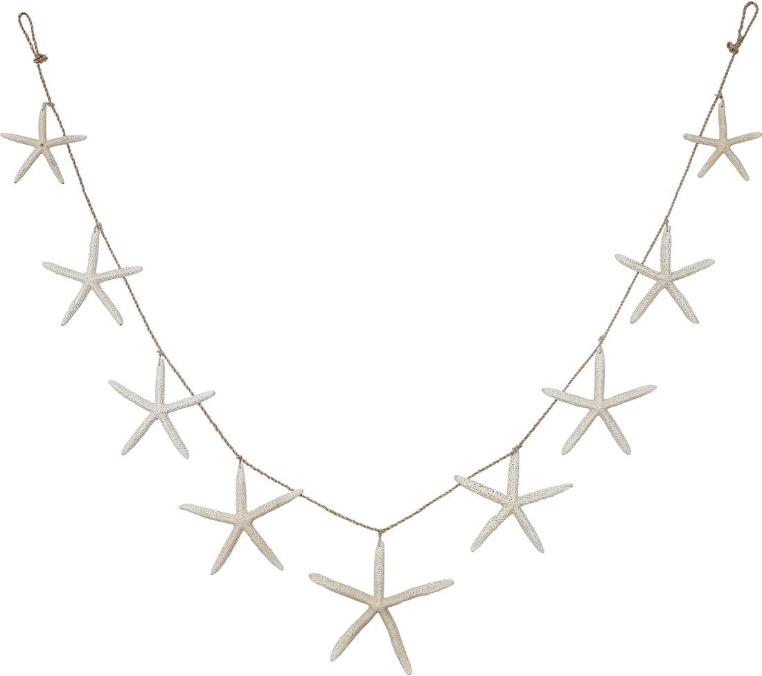 Nine White Finger Starfish Garland
