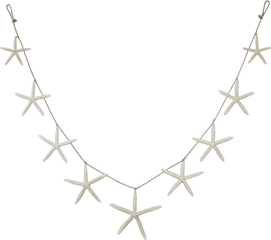 Nine White Finger Starfish Garland