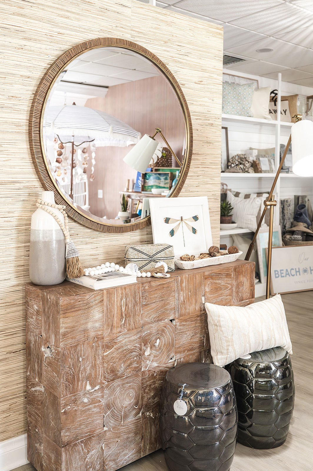 Slivered Teak Console Table
