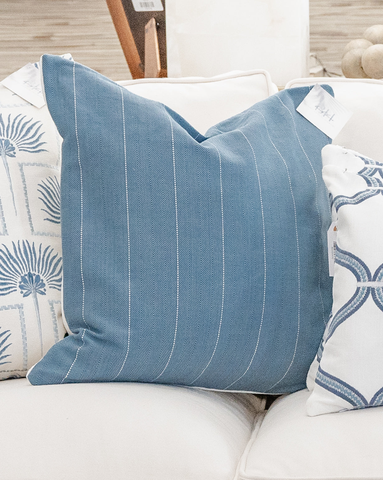 Blue & White Pin Stripe Pillow