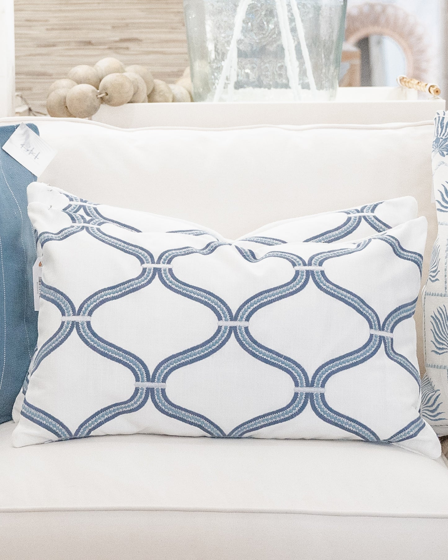 Blue & White Trellis Pillow