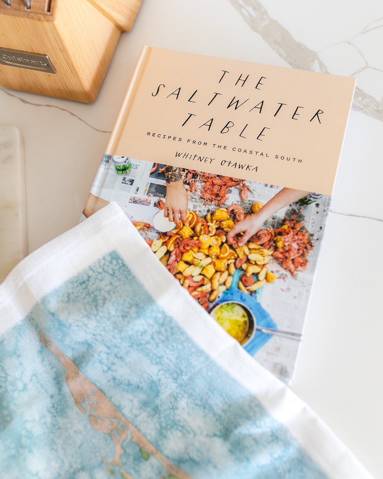 Coastal Watercolor Map Tea Towels