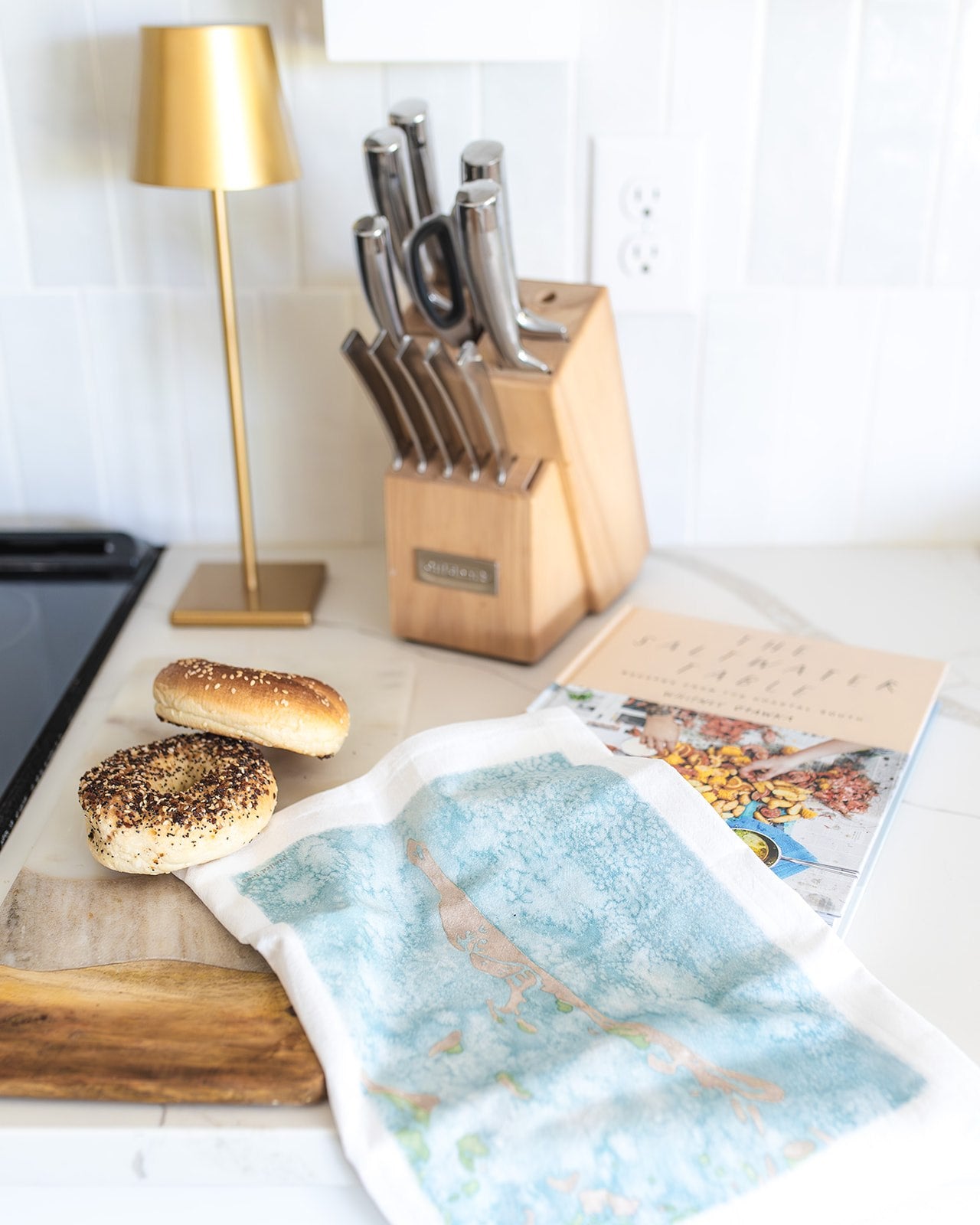 Coastal Watercolor Map Tea Towels