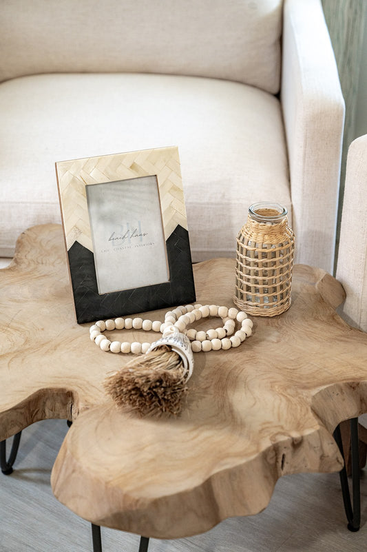 Ebony & Ivory Chevron Bone Photo Frame