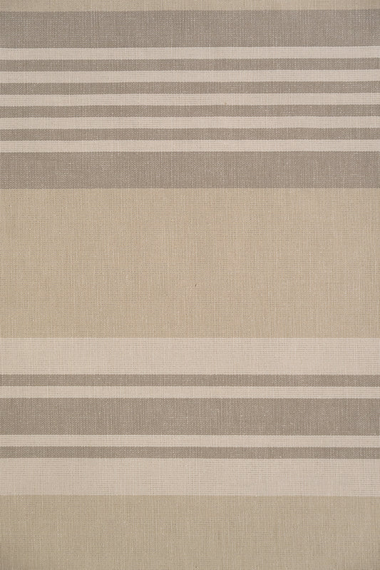 Beige Striped Cotton Printed Fabric