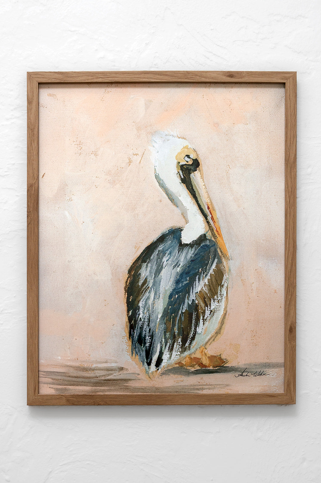 Framed Pelican in Driftwood Frame