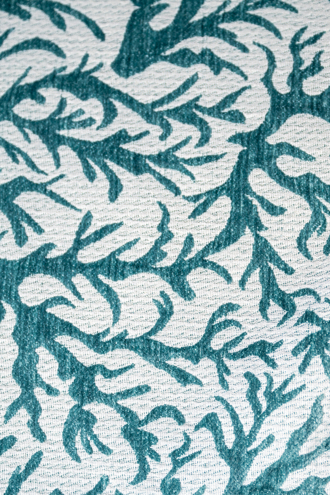 Teal Coral Embroidered Fabric
