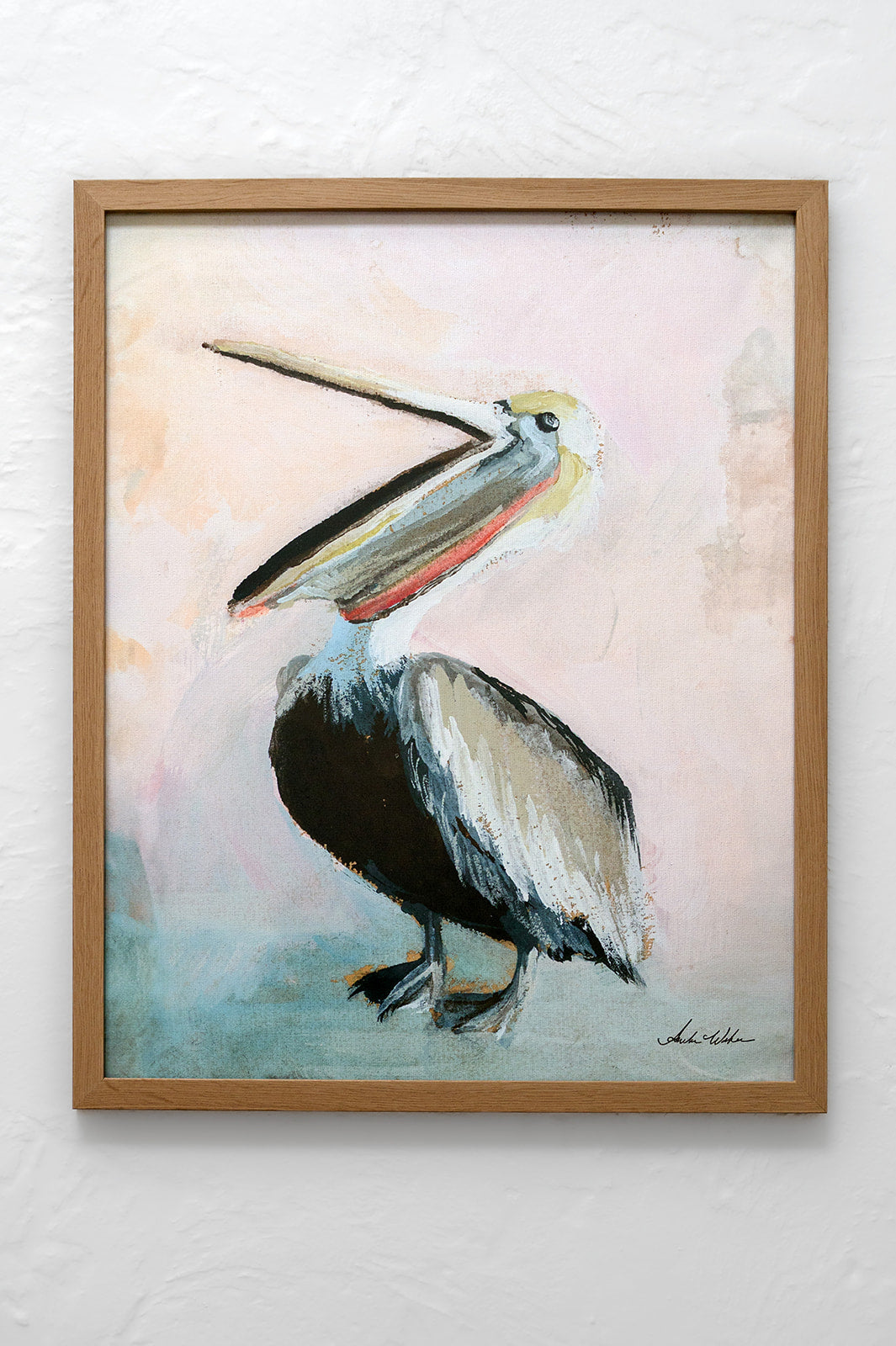 Framed Pelican in Driftwood Frame