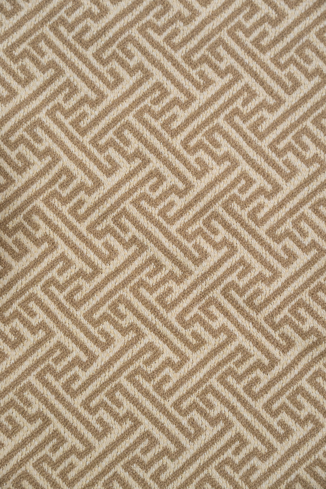 Beige Greek Key Geometric Fabric