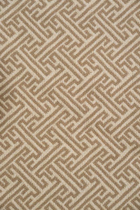 Beige Greek Key Geometric Fabric