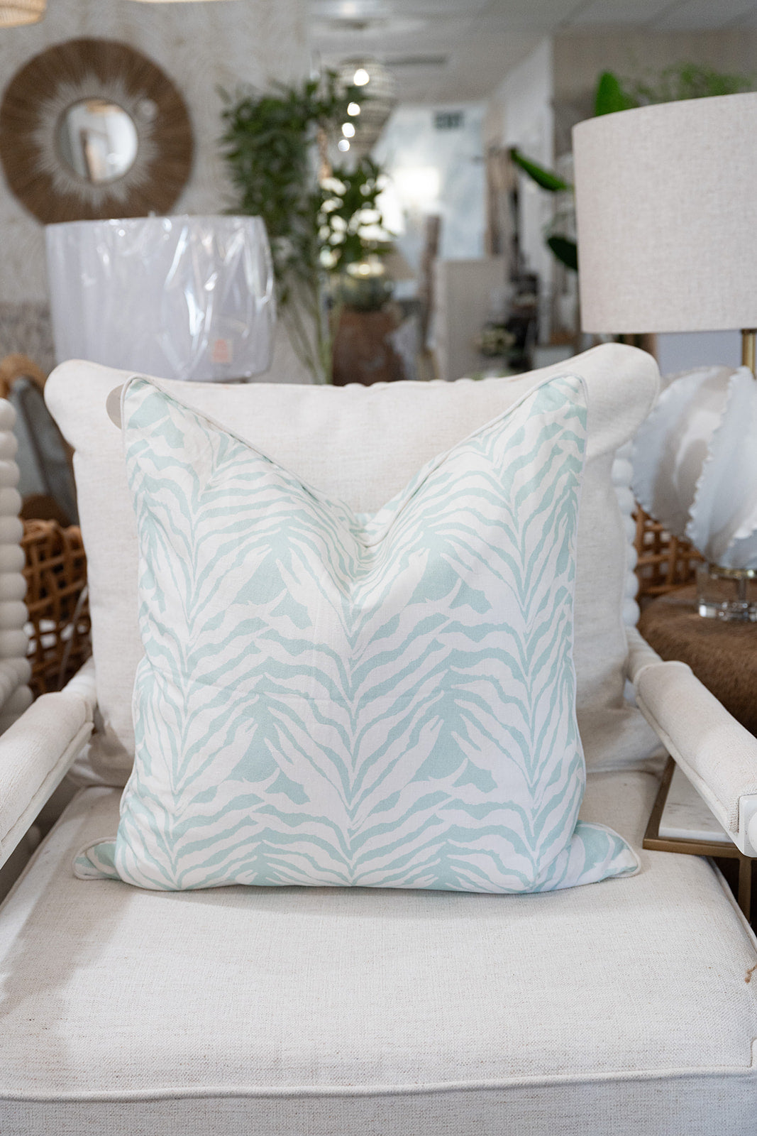 Seaweed Stripe Seamist Pillow Cover W/ Welt