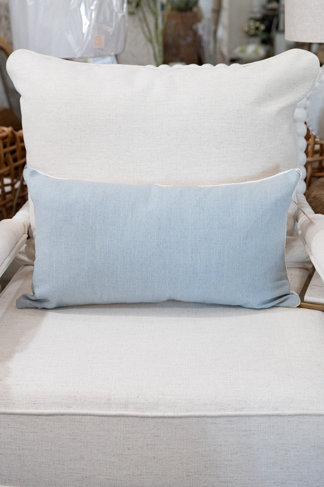 BH Blue and White Lumbar Pillow Cover