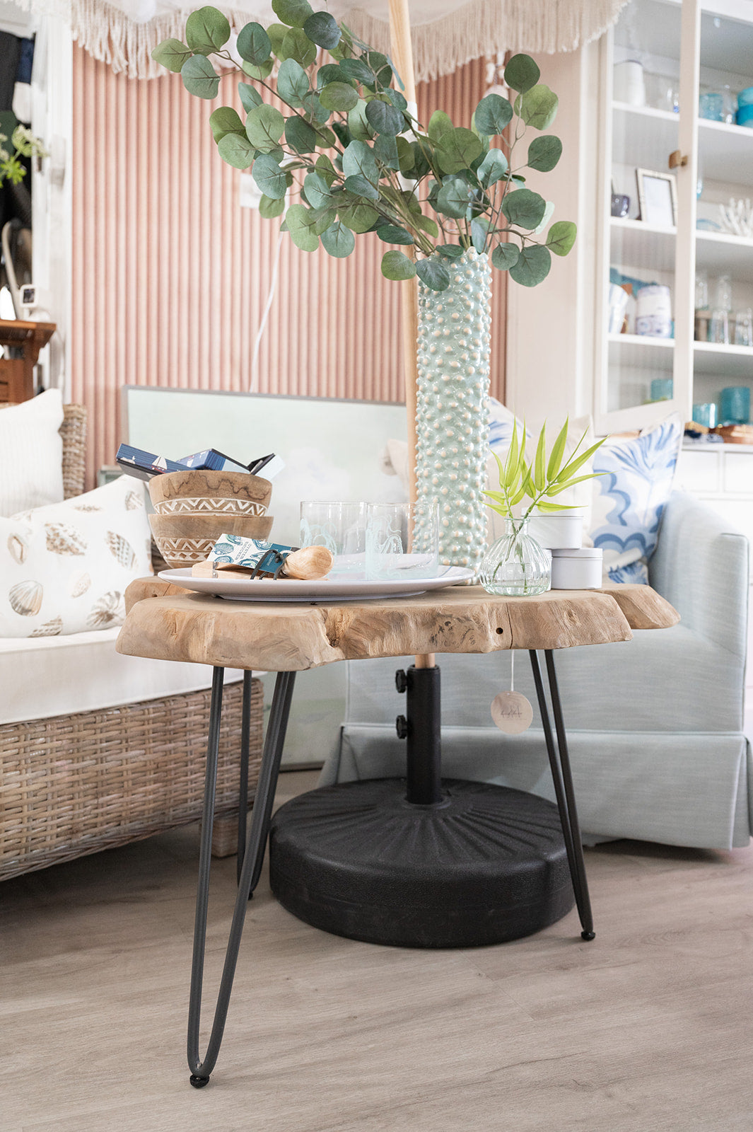 Small Driftwood Table with black legs